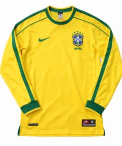 Camisa Retrô Seleção Brasileira - Brasil Manga Longa 1998 Torcedor Masculina - Amarela