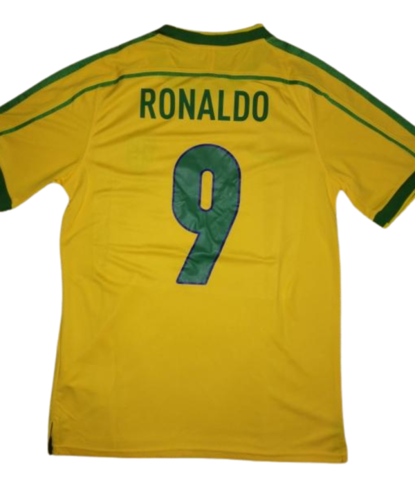 Camisa Retrô Brasil Home Copa do Mundo Finale Versão 1998 "Ronaldo" N°.9
