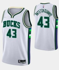 Regata NBA Milwaukee Bucks Nike Authentic Antetokounmpo 43 - Branca e Verde
