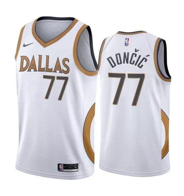 Regata NBA Dallas Mavericks City Edition 20/21 Nike Authentic Swingman Doncic 77 - Branca