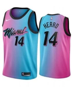 Regata NBA Miami Heat City Edition 20/21 Nike Authentic Herro 14 - Azul e Rosa