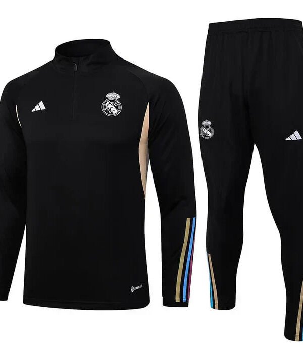 Conjunto Treino Real Madrid 23/24 - Preto/Dourado
