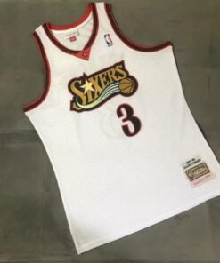 Regata NBA Philadelphia 76ers Retrô 1997 - 1998 Nike Authentic Iverson 3 - Branca