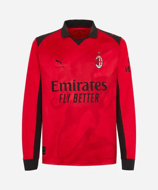 Camisa Puma x Slam Jam AC Milan 2024/25 IIII Vermelha - Edição Limitada Manga Longa