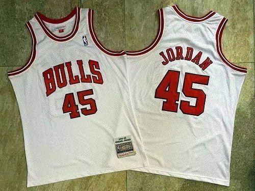 Regata NBA Chicago Bulls Retrô 1994-1995 Mitchell & Ness Authentic Jordan 45 - Branca