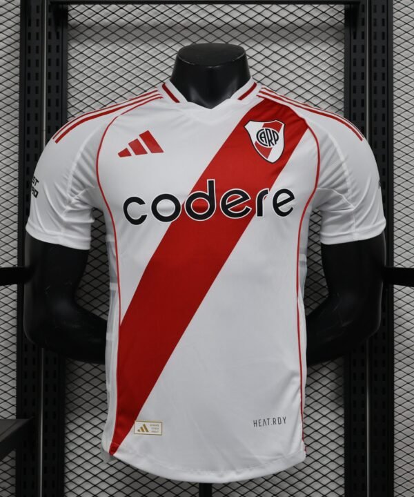 Camisa River Plate Home 2024/25 Jogador Adidas Masculino - Branca, Vermelha e Preta