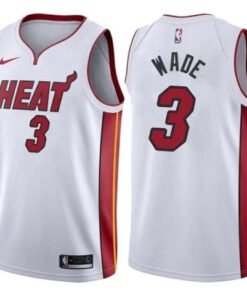 Regata NBA Miami Heat Nike Authentic Wade 3 - Branca e Vermelha