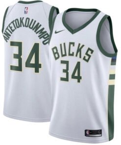 Regata NBA Milwaukee Bucks Nike Authentic Antetokounmpo 34 - Branca