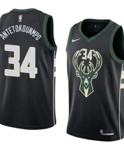 Regata NBA Milwaukee Bucks Nike Authentic Antetokounmpo 34 - Preta