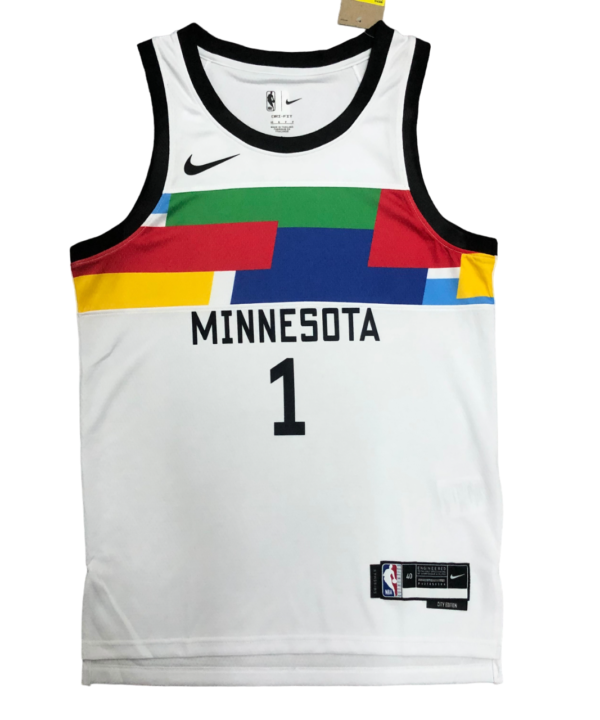 Regata NBA Minnesota Timberwolves City Edition Nike Authentic Edwards 1 - Branca