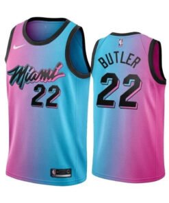 Regata NBA Miami Heat City Edition 20/21 Nike Authentic Butler 22 - Azul e Rosa