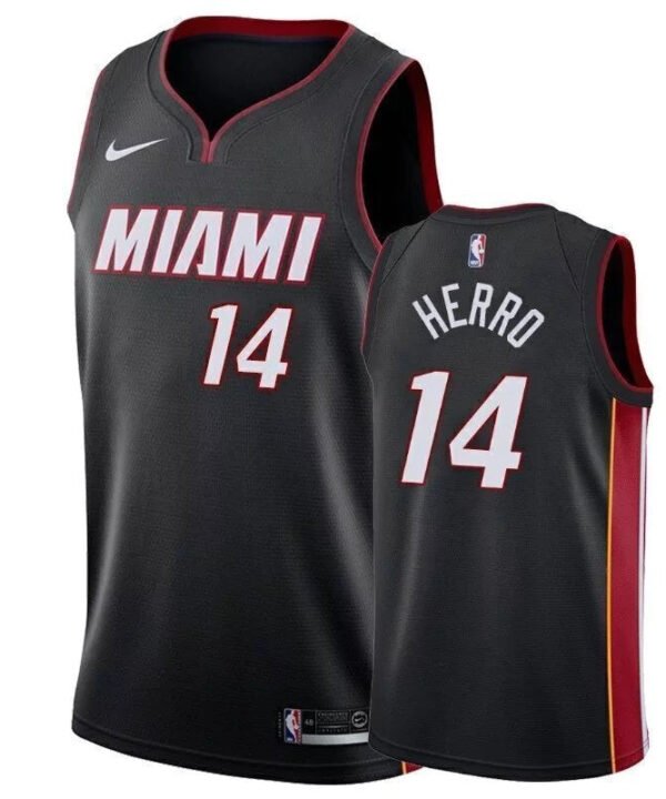 Regata NBA Miami Heat Nike Authentic Herro 14 - Preta e Vermelha