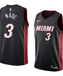 Regata NBA Miami Heat Nike Authentic Wade 3 - Preta e Vermelha