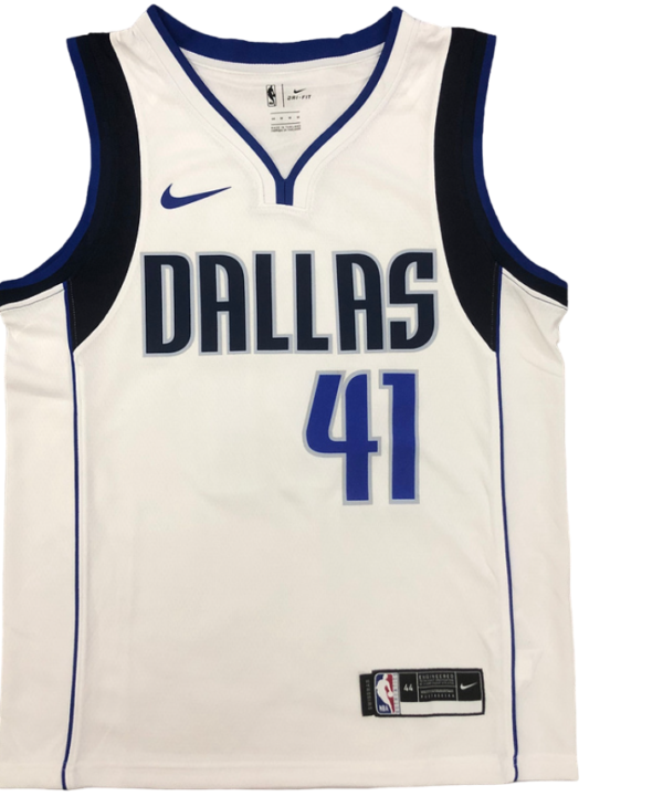 Regata NBA Dallas Mavericks Nike Authentic Nowitzki 41 - Branca