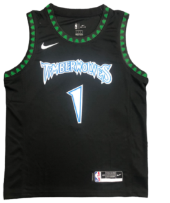 Regata NBA Minnesota Timberwolves Retrô Nike Authentic Edwards 1 - Preta