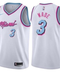 Regata NBA Miami Heat Nike Authentic Wade 3 - Branca