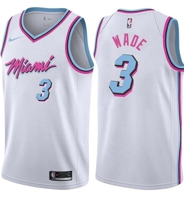 Regata NBA Miami Heat Nike Authentic Wade 3 - Branca