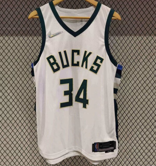 Regata NBA Milwaukee Bucks 75º Aniversário Nike Authentic Antetokounmpo 34 - Branca