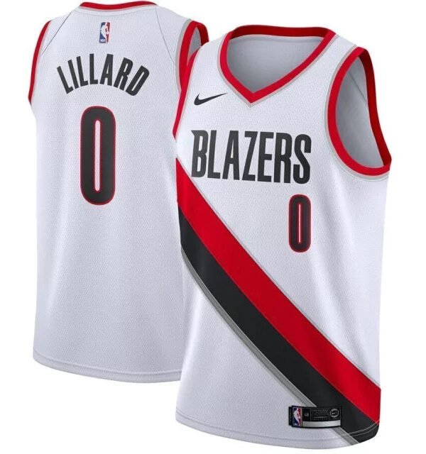 Regata NBA Portland Trail Blazers Nike Authentic Swingman Lillard 0 - Branca
