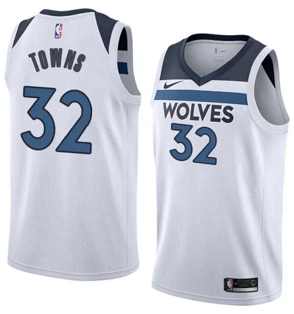 Regata NBA Minnesota Timberwolves Nike Authentic Swingman Towns 32 - Branca