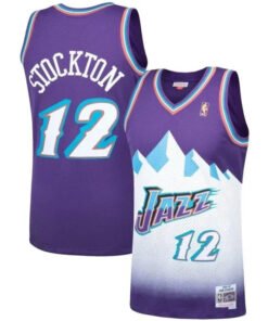 Regata NBA Utah Jazz Retrô 1996 - 1997 Mitchell & Ness Authentic Stockton 12 - Roxa