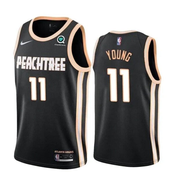 Regata NBA Atlanta Hawks City Edition Nike Authentic Young 11 - Preta