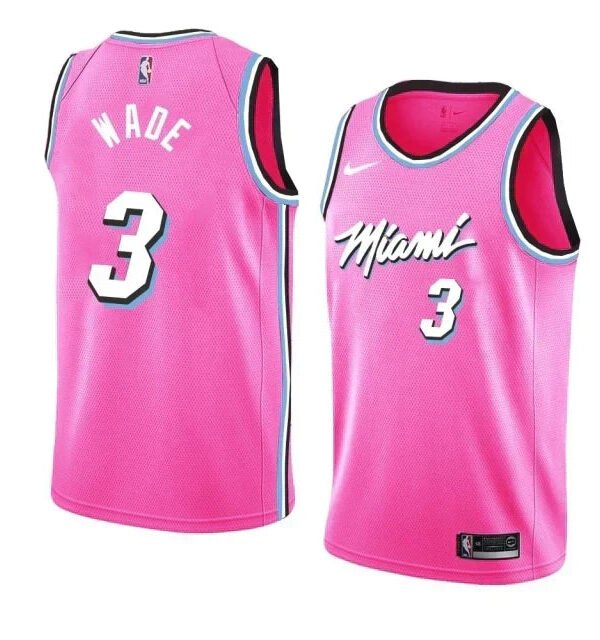 Regata NBA Miami Heat Nike Authentic Wade 3 - Rosa