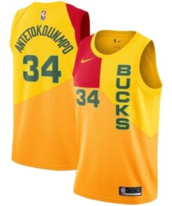Regata NBA Milwaukee Bucks Nike Authentic Antetokounmpo 34 - Amarela