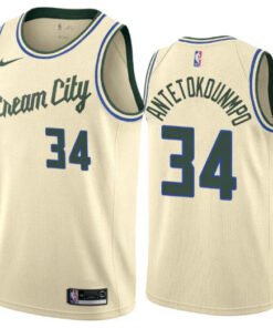 Regata NBA Milwaukee Bucks Nike Authentic Antetokounmpo 34 - Bege