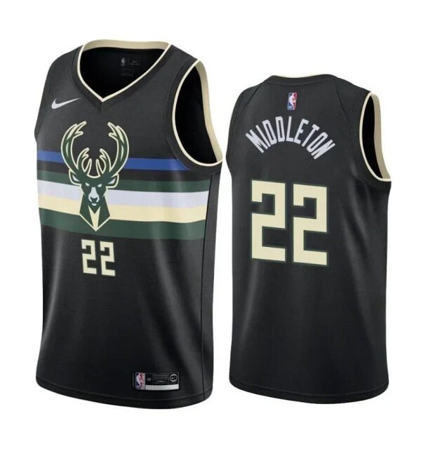 Regata NBA Milwaukee Bucks Nike Authentic Middleton 22 - Preta