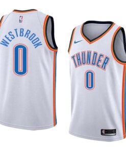 Regata NBA Oklahoma City Thunder Nike Authentic Swingman Westbrook 0 - Branca