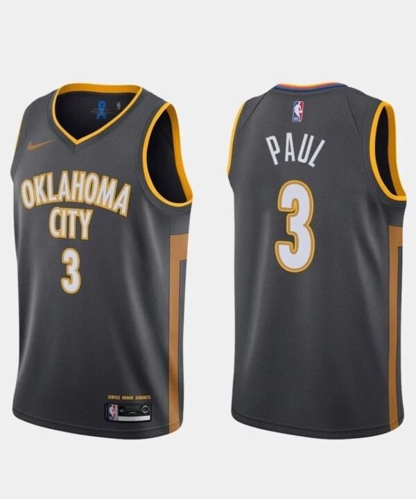 Regata NBA Oklahoma City Thunder City Edition 19/20 Nike Authentic Swingman Paul 3 - Preta