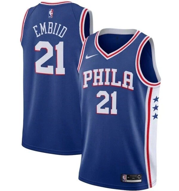 Regata NBA Philadelphia 76ers Nike Authentic Embiid 21 - Azul