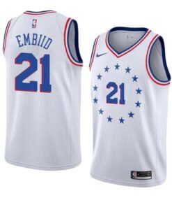 Regata NBA Philadelphia 76ers Nike Authentic Embiid 21 - Branca