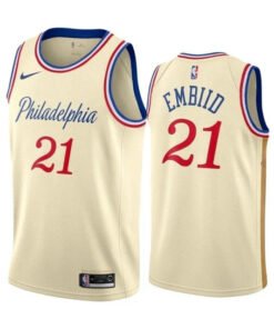 Regata NBA Philadelphia 76ers Nike Authentic Embiid 21 - Bege