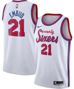 Regata NBA Philadelphia 76ers Retrô Edition Nike Authentic Embiid 21 - Branca