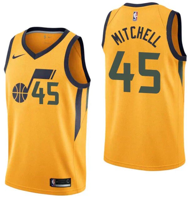 Regata NBA Utah Jazz Nike Authentic Swingman Mitchell 45 - Amarela