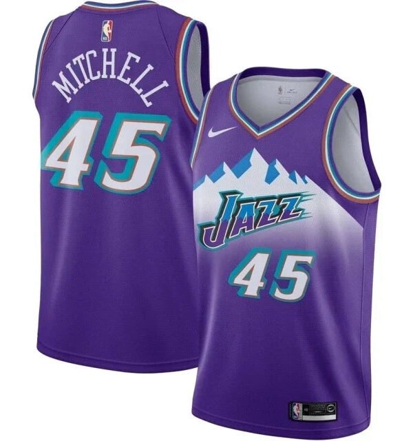 Regata NBA Utah Jazz Retrô Edition Nike Authentic Swingman Mitchell 45 - Roxa