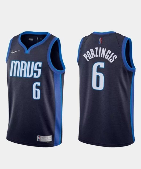 Regata NBA Dallas Mavericks Earned Edition 20/21 Nike Authentic Swingman Porzingis 6 - Azul