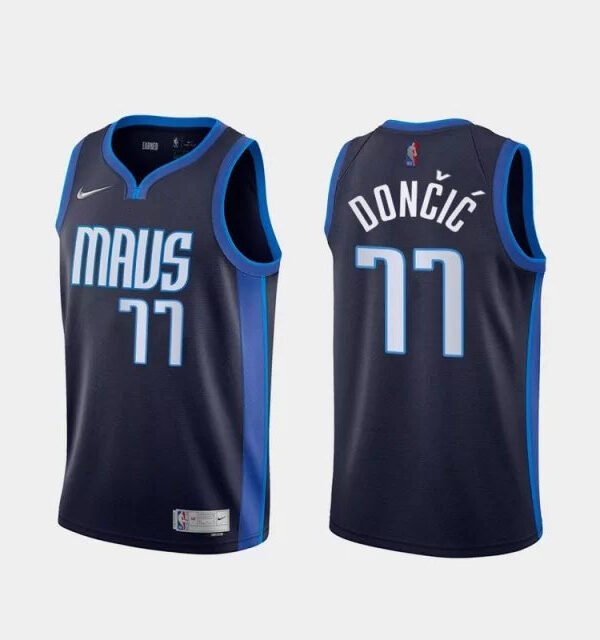 Regata NBA Dallas Mavericks Earned Edition 20/21 Nike Authentic Swingman Doncic 77 - Azul