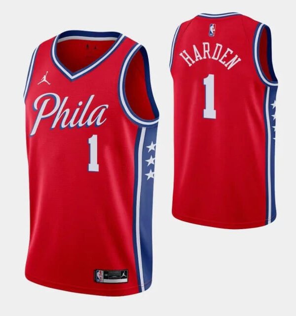 Regata NBA Philadelphia 76ers Nike Authentic Harden 1 - Vermelha