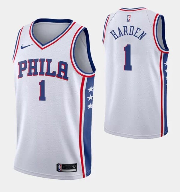 Regata NBA Philadelphia 76ers Nike Authentic Harden 1 - Branca